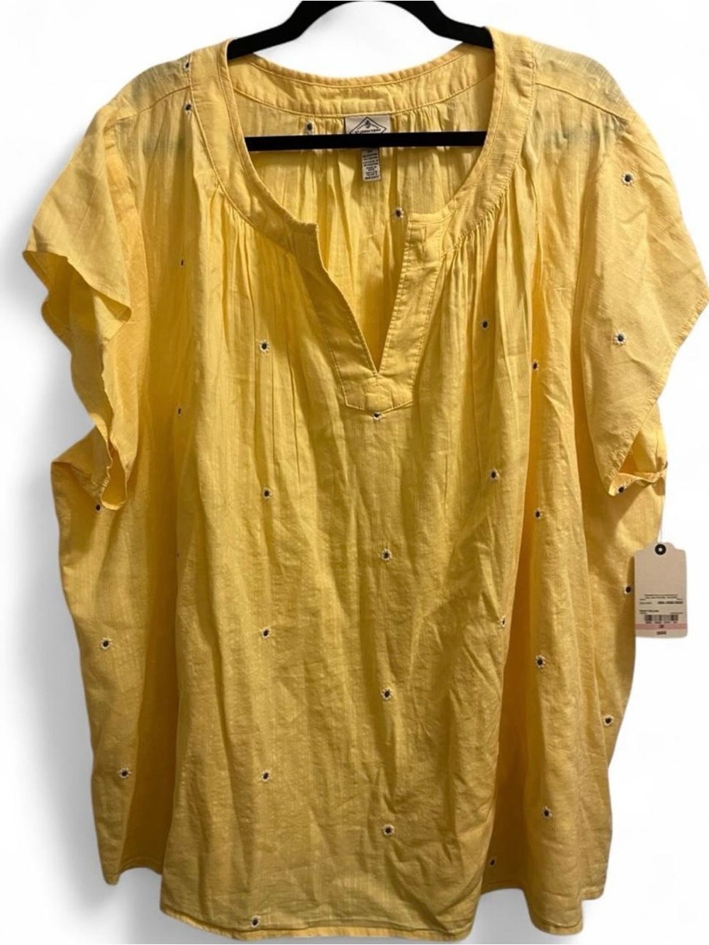 St. John's Bay Yellow Eyelet Split-Neck Tunic